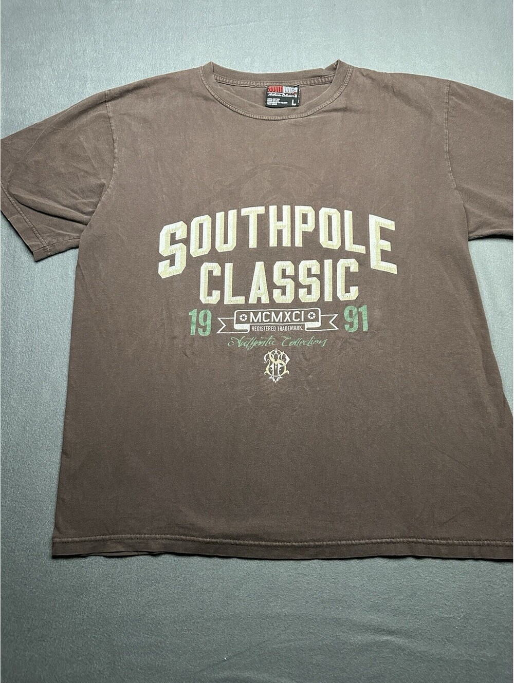 Southpole Classic Acid Wash Brown Short Sleeve T Shirt Size L